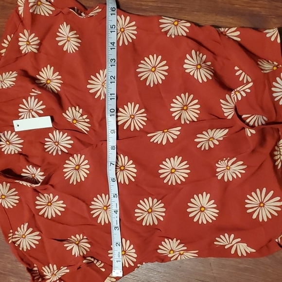 Madewell Top Chinch Wrap Tie Size XXS Flowers New Rust Cream - Picture 10 of 12